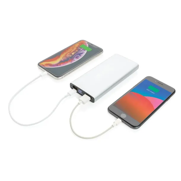  Aluminijska prijenosna baterija - 18 W, 10 000 mAh - XD Collection Srebrna