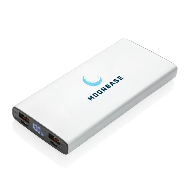  Aluminijska prijenosna baterija - 18 W, 10 000 mAh - XD Collection Srebrna