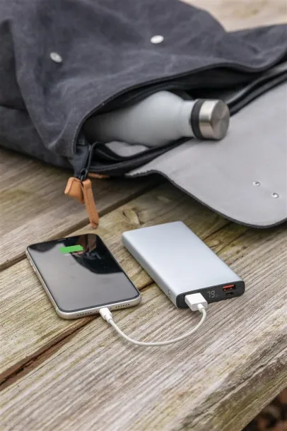  Aluminijska prijenosna baterija - 18 W, 10 000 mAh - XD Collection Srebrna