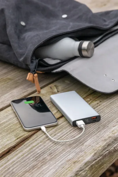  Aluminijska prijenosna baterija - 18 W, 10 000 mAh - XD Collection Srebrna