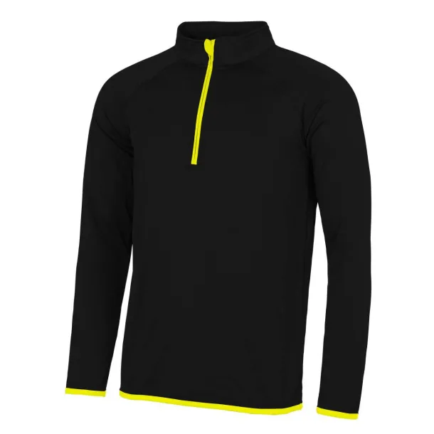  MEN'S COOL 1/2 ZIP SWEAT - Just Cool Jet Black Electric Yellow