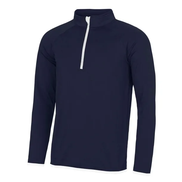  Cool muška majica s 1/2 zipom, 280 g/m2 - Just Cool Navy Bijela