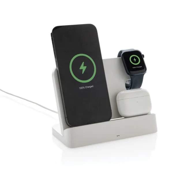 Joltz RCS recycled plastic dual 15W charger with iWatch slot - XD Collection White 