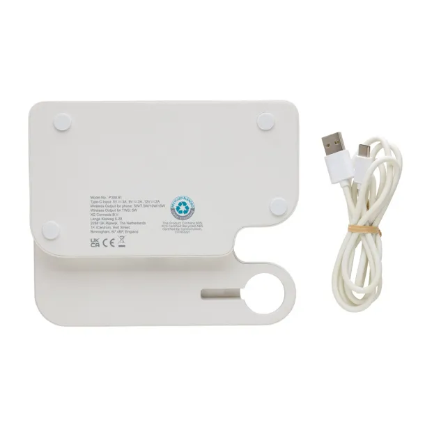 Joltz RCS recycled plastic dual 15W charger with iWatch slot - XD Collection White 