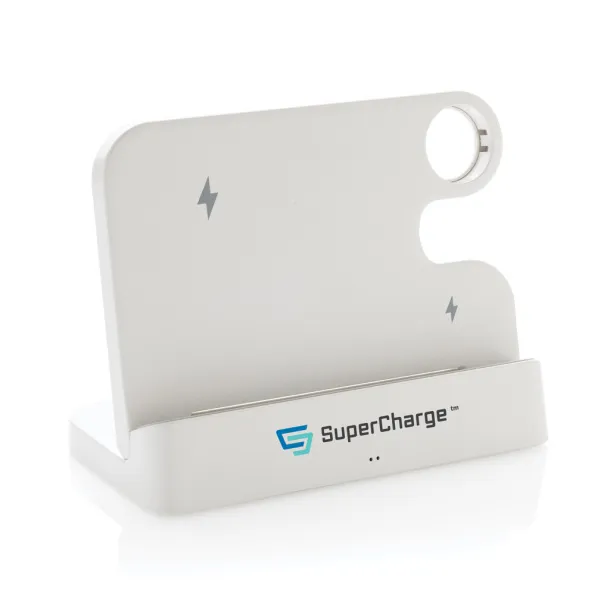 Joltz RCS recycled plastic dual 15W charger with iWatch slot - XD Collection White 
