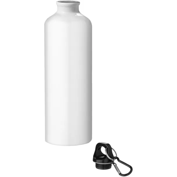 Oregon 770 ml RCS certified recycled aluminium water bottle with carabiner - Unbranded White