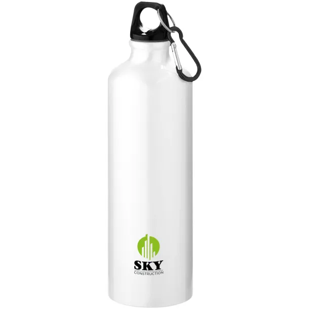 Oregon 770 ml RCS certified recycled aluminium water bottle with carabiner - Unbranded White