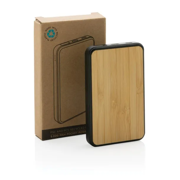  FSC® and RCS recycled plastic 5.000 mAh Powerbank - XD Collection Brown 