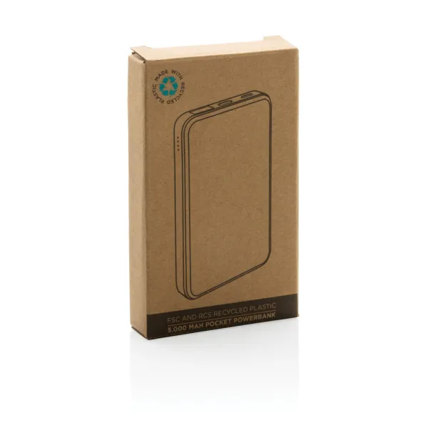  FSC® and RCS recycled plastic 5.000 mAh Powerbank - XD Collection Brown 