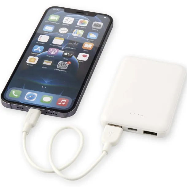 Asama 5000 mAh Type-C recycled plastic power bank - Unbranded White