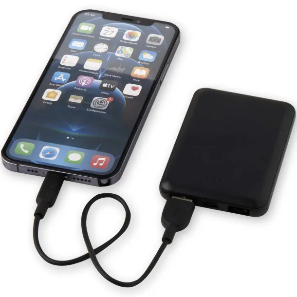 Asama 5000 mAh Type-C recycled plastic power bank - Unbranded Solid black