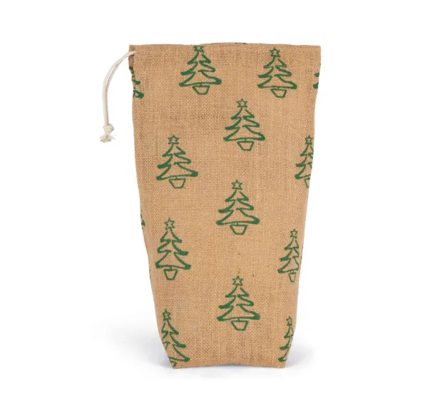  BOTTLE CARRIER WITH CHRISTMAS PATTERNS - Kimood Natural Dark Green