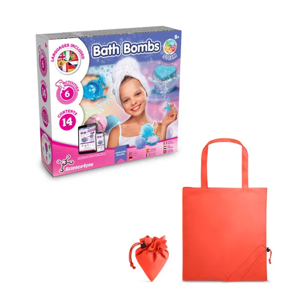 Bath Bombs Kit V Educational toy supplied with a 190T folding gift bag Red