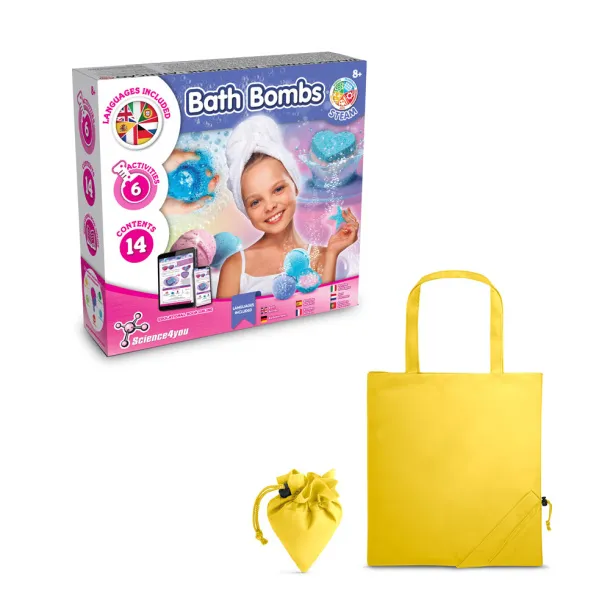 Bath Bombs Kit V Educational toy supplied with a 190T folding gift bag Yellow