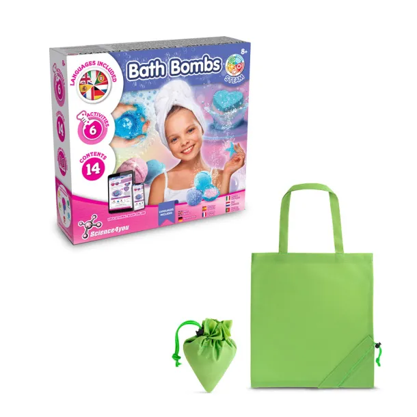 Bath Bombs Kit V Educational toy supplied with a 190T folding gift bag Light green