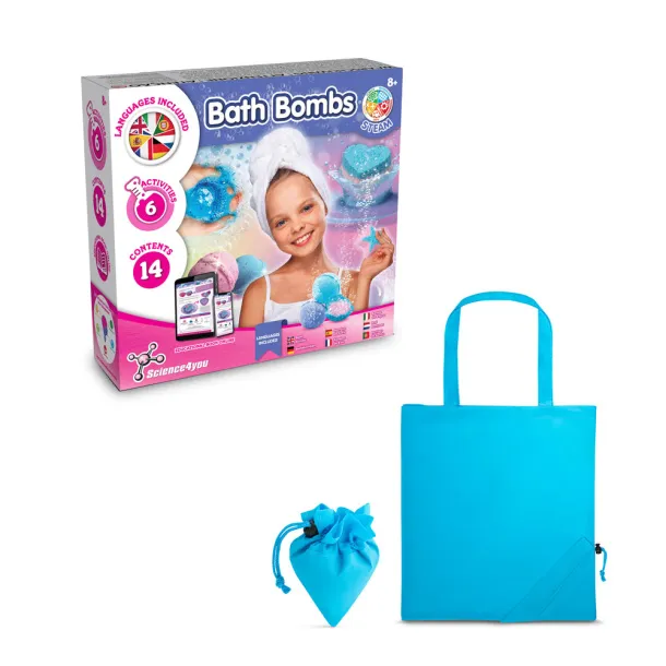 Bath Bombs Kit V Educational toy supplied with a 190T folding gift bag Light blue