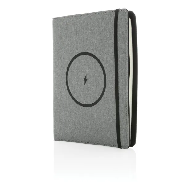  Air 5W RPET wireless charging notebook cover A5 - XD Xclusive Grey 