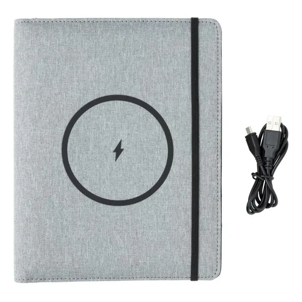  Air 5W RPET wireless charging notebook cover A5 - XD Xclusive Grey 