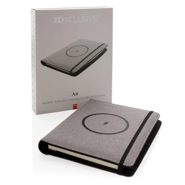  Air 5W RPET wireless charging notebook cover A5 - XD Xclusive Grey 