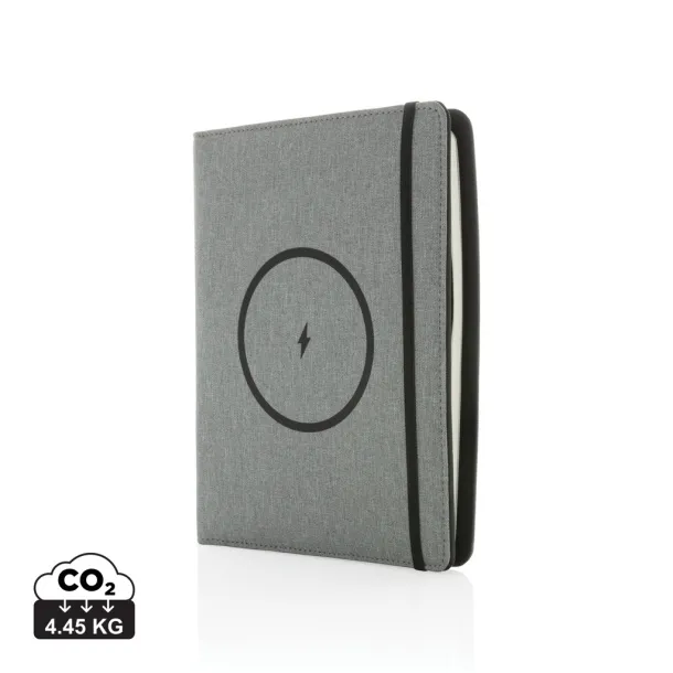  Air 5W RPET wireless charging notebook cover A5 - XD Xclusive Grey 