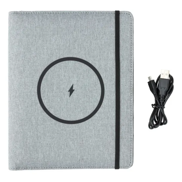  Air 5W RPET wireless charging notebook cover A5 - XD Xclusive Grey 