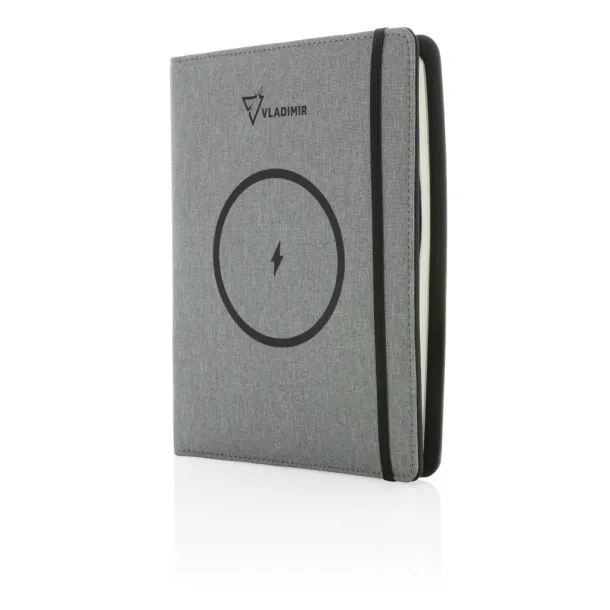  Air 5W RPET wireless charging notebook cover A5 - XD Xclusive Grey 