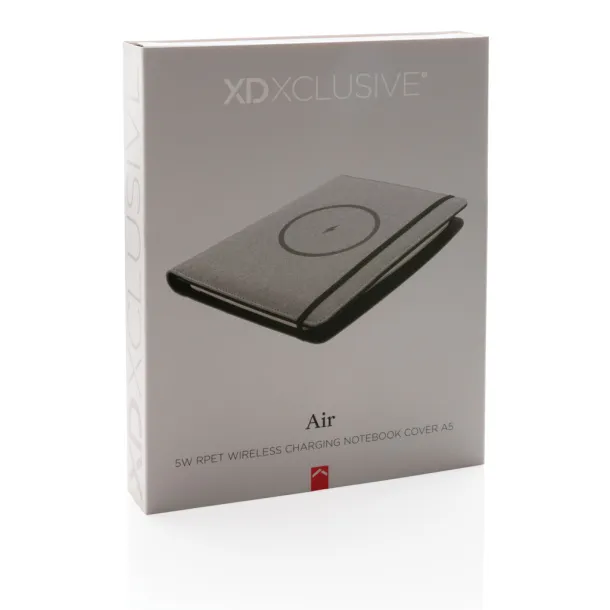  Air 5W RPET wireless charging notebook cover A5 - XD Xclusive Grey 