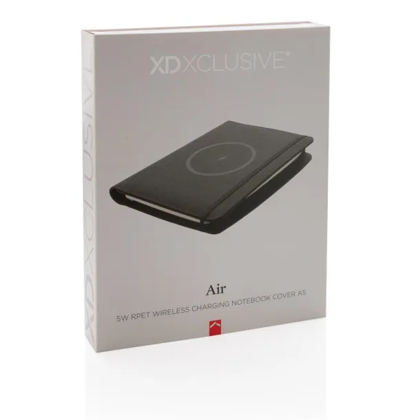  Air 5W RPET wireless charging notebook cover A5 - XD Xclusive Black 