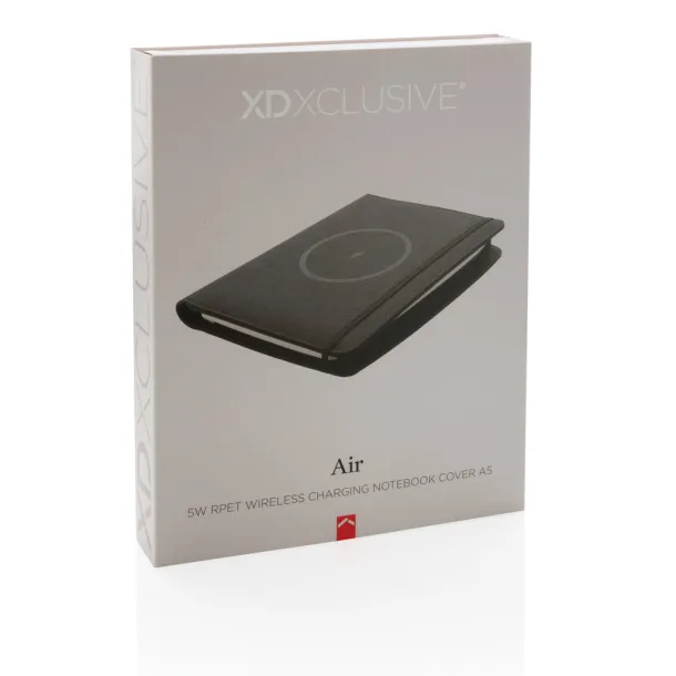  Air 5W RPET wireless charging notebook cover A5 - XD Xclusive Black 