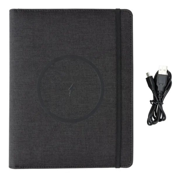  Air 5W RPET wireless charging notebook cover A5 - XD Xclusive Black 