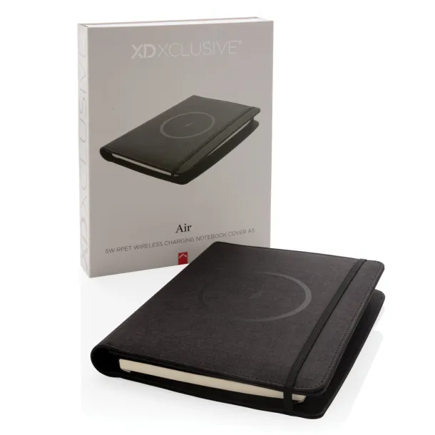  Air 5W RPET wireless charging notebook cover A5 - XD Xclusive Black 