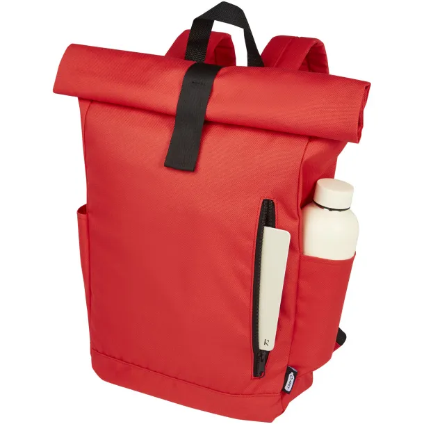 Byron 15.6" GRS RPET roll-top backpack 18L Red