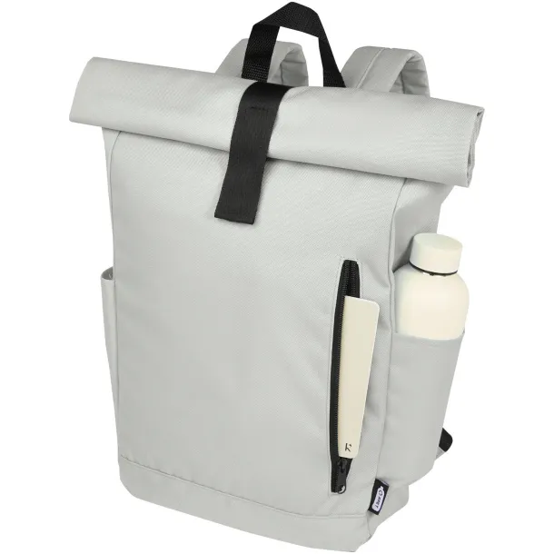 Byron 15.6" GRS RPET roll-top backpack 18L Light grey