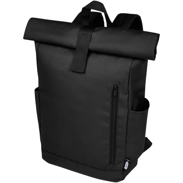 Byron 15.6" GRS RPET roll-top backpack 18L Solid black