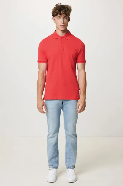  Iqoniq Yosemite recycled cotton pique polo, heather grey - iqoniq Red 