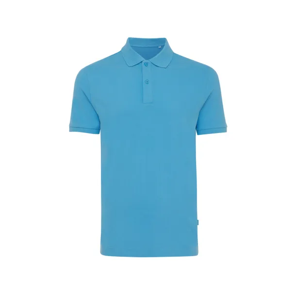  Iqoniq Yosemite recycled cotton pique polo, heather grey - iqoniq blue 