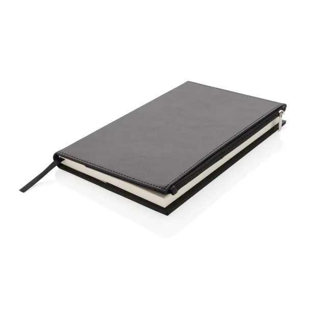  Swiss Peak A5 PU notebook with zipper pocket - Swiss Peak Black 