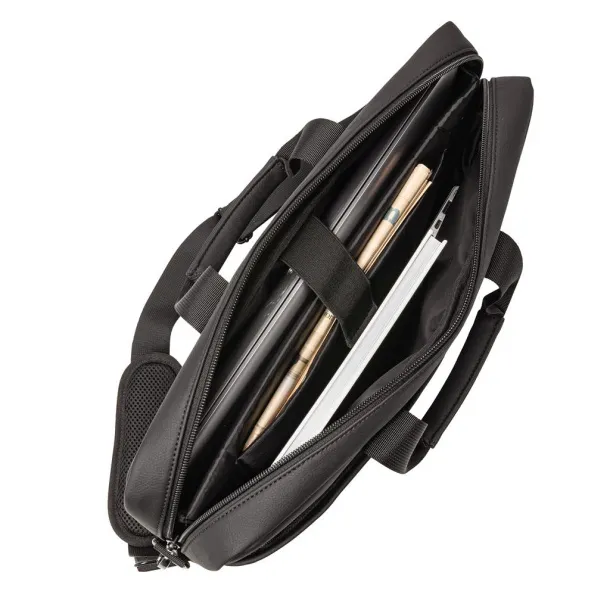  Swiss Peak deluxe vegan leather laptop bag PVC free - Swiss Peak Black 