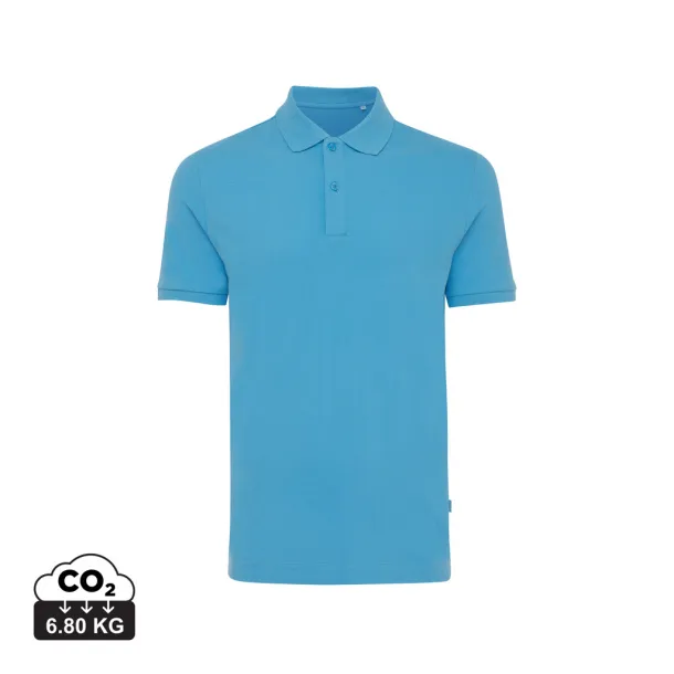  Iqoniq Yosemite recycled cotton pique polo, heather grey - iqoniq blue 