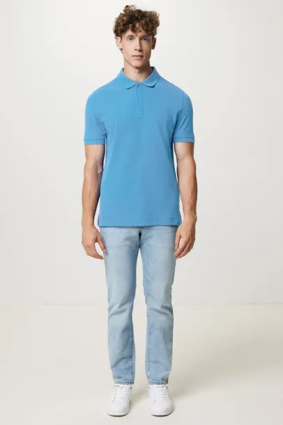  Iqoniq Yosemite recycled cotton pique polo, heather grey - iqoniq blue 