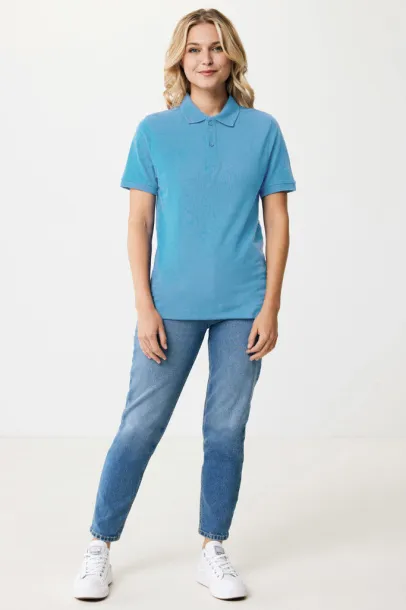  Iqoniq Yosemite recycled cotton pique polo, heather grey - iqoniq blue 