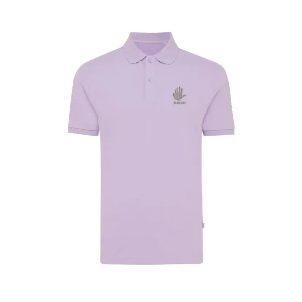  Iqoniq Yosemite recycled cotton pique polo, heather grey - iqoniq purple 