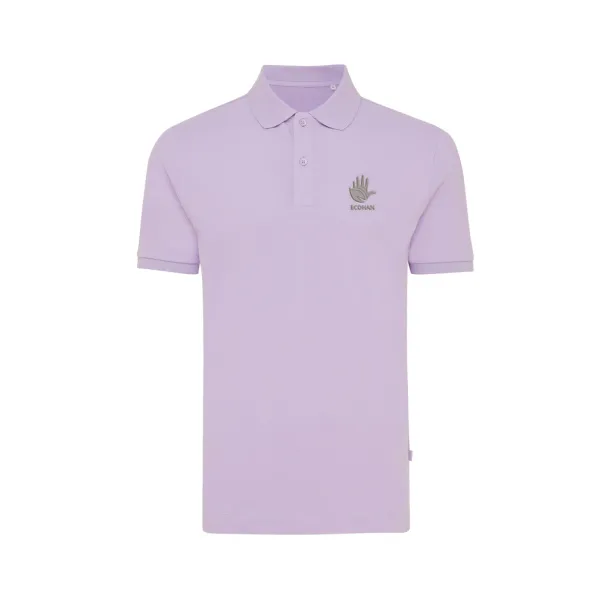  Iqoniq Yosemite recycled cotton pique polo, heather grey - iqoniq purple 