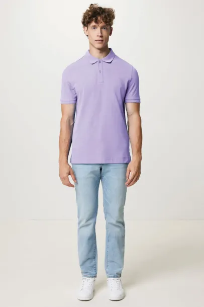  Iqoniq Yosemite recycled cotton pique polo, heather grey - iqoniq purple 