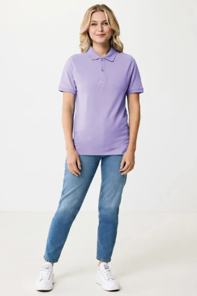  Iqoniq Yosemite recycled cotton pique polo, heather grey - iqoniq purple 