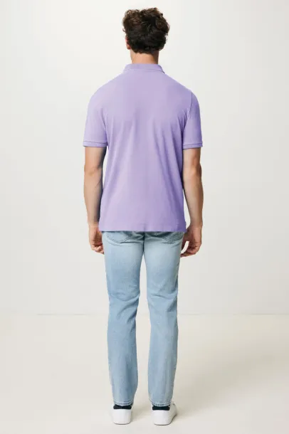  Iqoniq Yosemite recycled cotton pique polo, heather grey - iqoniq purple 