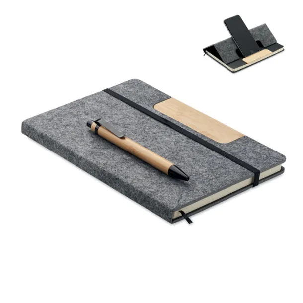 NOTEMIX A5 RPET notebook set stone grey