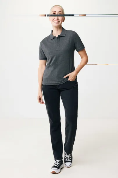  Iqoniq Yosemite recycled cotton pique polo, heather grey - iqoniq anthracite 