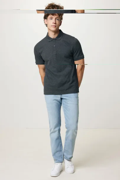  Iqoniq Yosemite recycled cotton pique polo, heather grey - iqoniq anthracite 