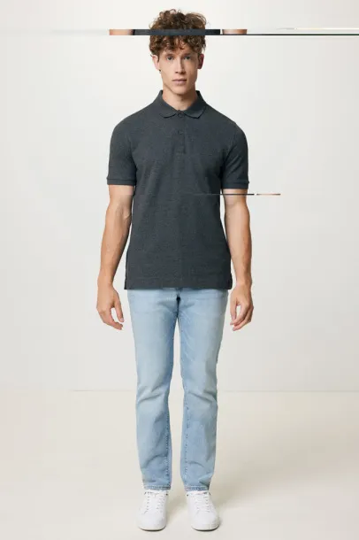  Iqoniq Yosemite recycled cotton pique polo, heather grey - iqoniq anthracite 